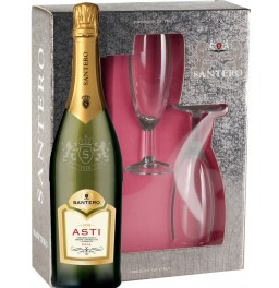 Игристое вино Santero, Asti DOCG, gift box with 2 glasses