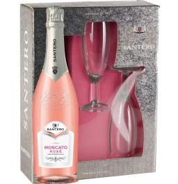 Игристое вино Santero, Moscato Rose, gift box with 2 glasses