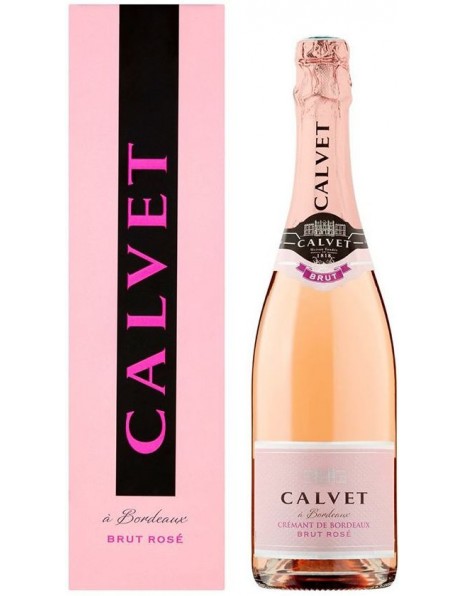 Игристое вино Calvet, Cremant de Bordeaux AOP Brut Rose, gift box
