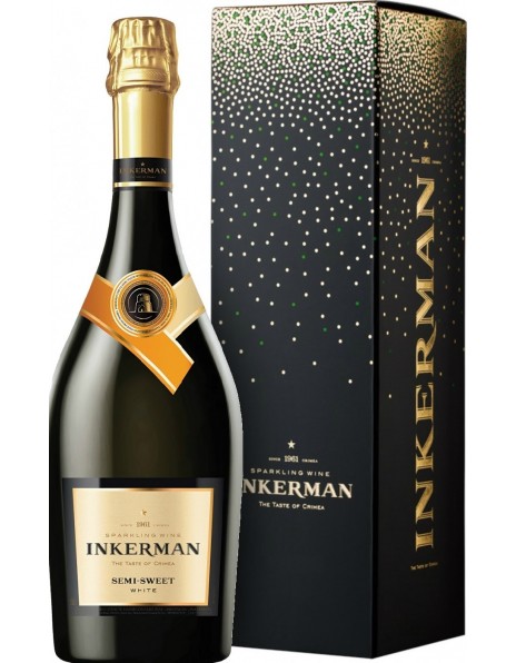 Игристое вино "Инкерман" Белое Полусладкое, в подарочной коробке