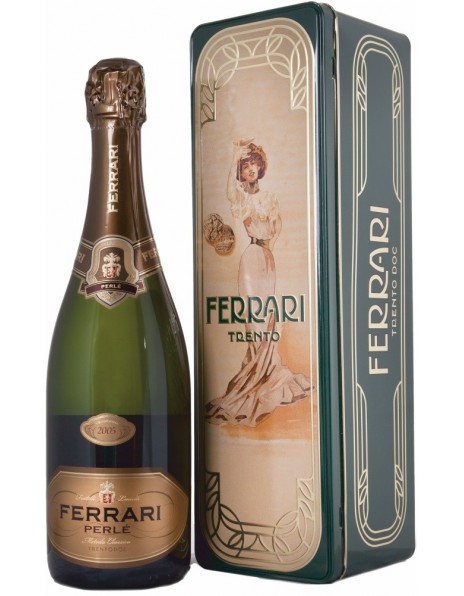 Игристое вино Ferrari, Perle Brut, Trento DOC, in gift box Lux