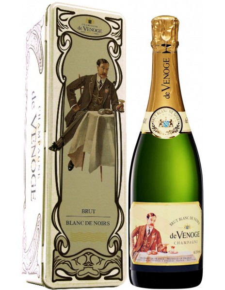 Шампанское Champagne de Venoge, "Blanc de Noirs" Brut, Champagne AOC, metal box