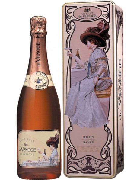 Шампанское Champagne de Venoge, "Brut Rose", Champagne AOC, metal box