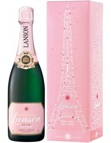 Шампанское Lanson, "Rose Label" Brut Rose, gift box "City"