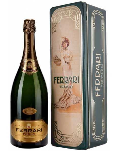 Игристое вино Ferrari, "Perle" Brut, 2007, Trento DOC, metal box, 1.5 л