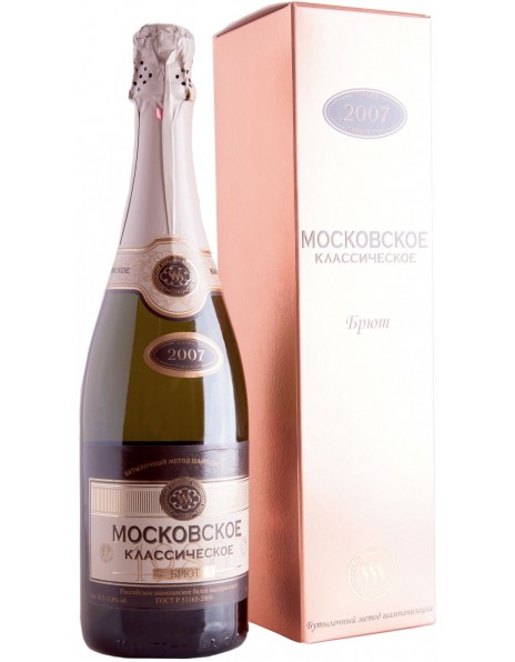 Игристое вино Московское Классическое Шампанское, Брют, в подарочной упаковке