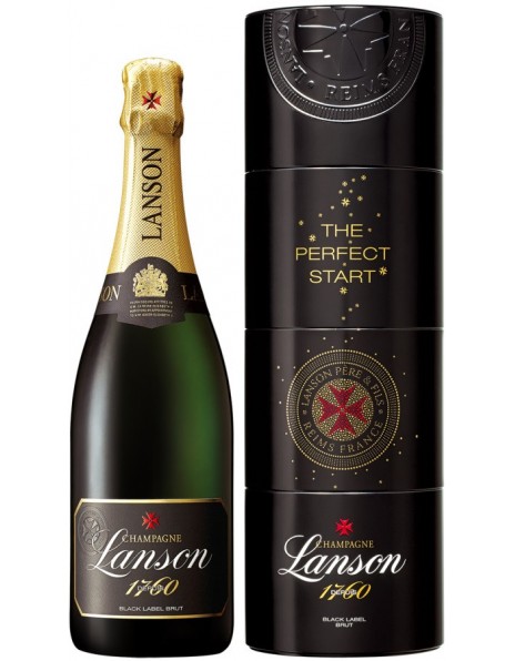 Шампанское Lanson, "Black Label" Brut, gift box "Twist Pack"