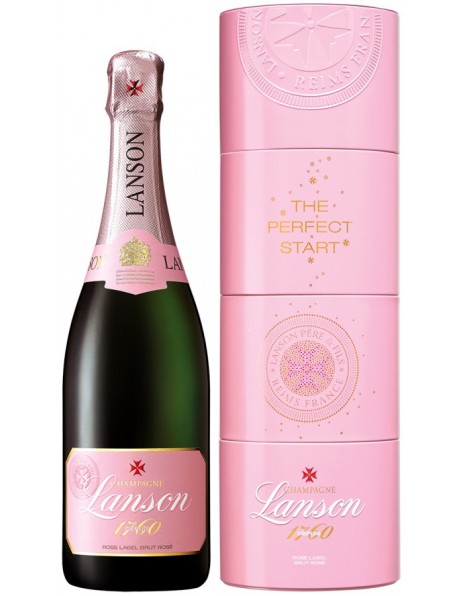 Шампанское Lanson, "Rose Label" Brut Rose, gift box "Twist Pack"
