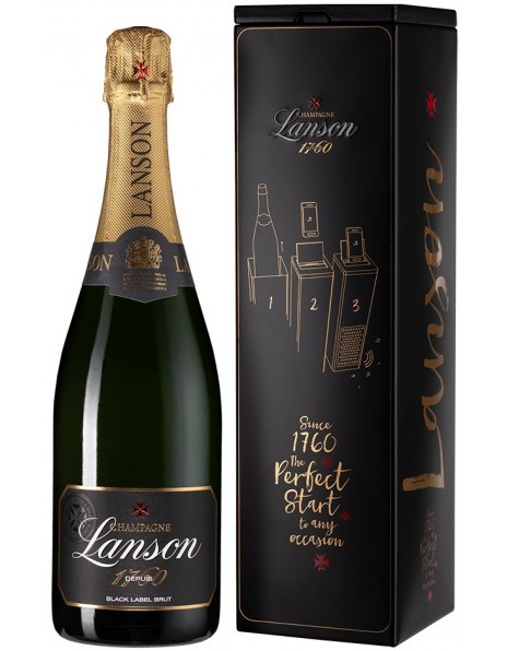 Шампанское Lanson, "Black Label" Brut, gift box "Music Box"